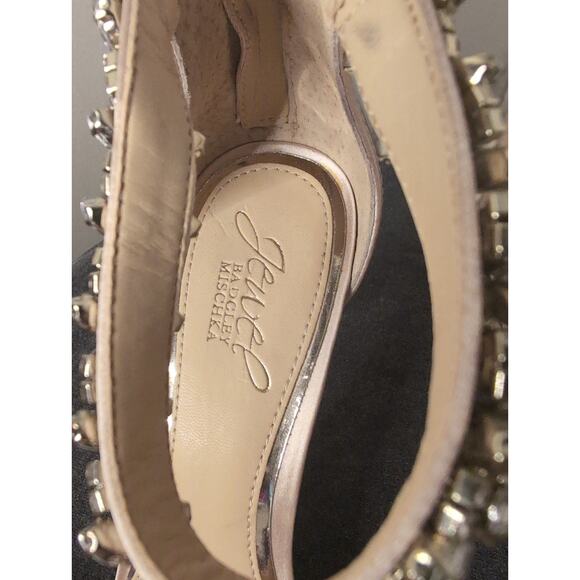 Badgley Mischka Jewel Lorraine blush rhinestone strap kitten heels - Picture 6 of 10